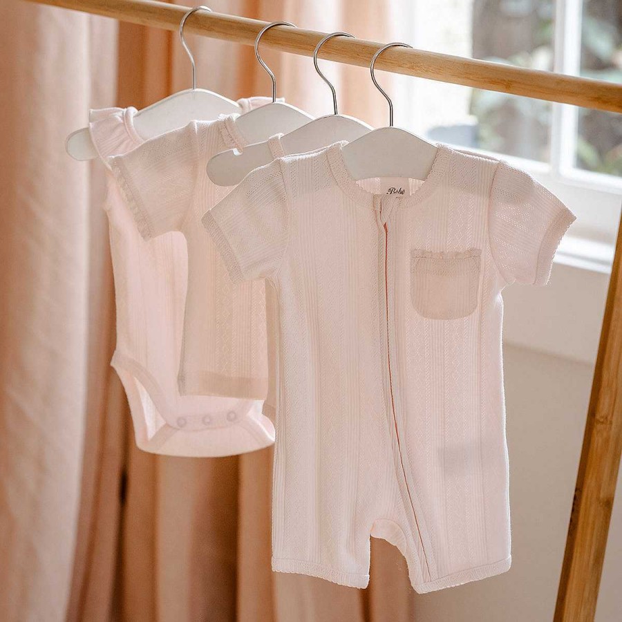 WHITE LABEL Pink Pointelle Ss Romper