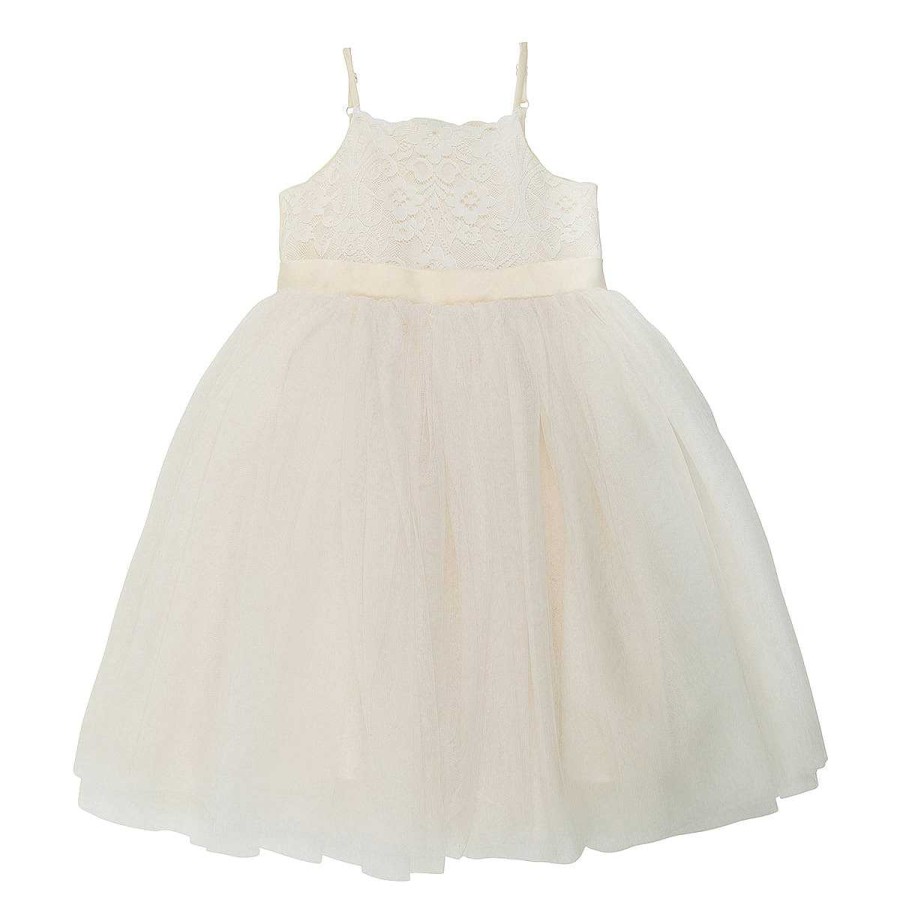 BÉBÉ Champagne Lace Bodice Dress 3-7Yrs