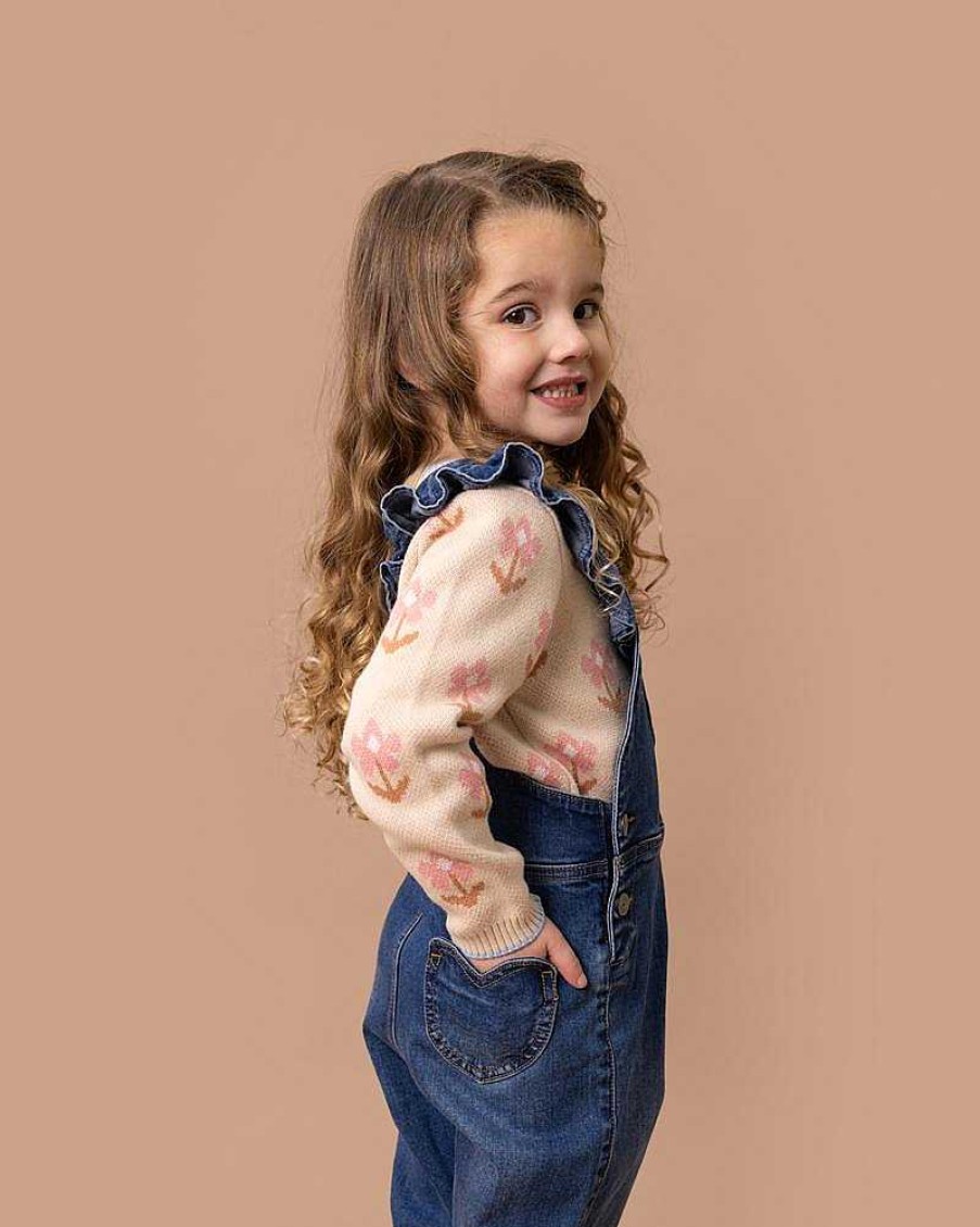 FOX & FINCH Girls Denim Heart Overalls 3-7 Yrs