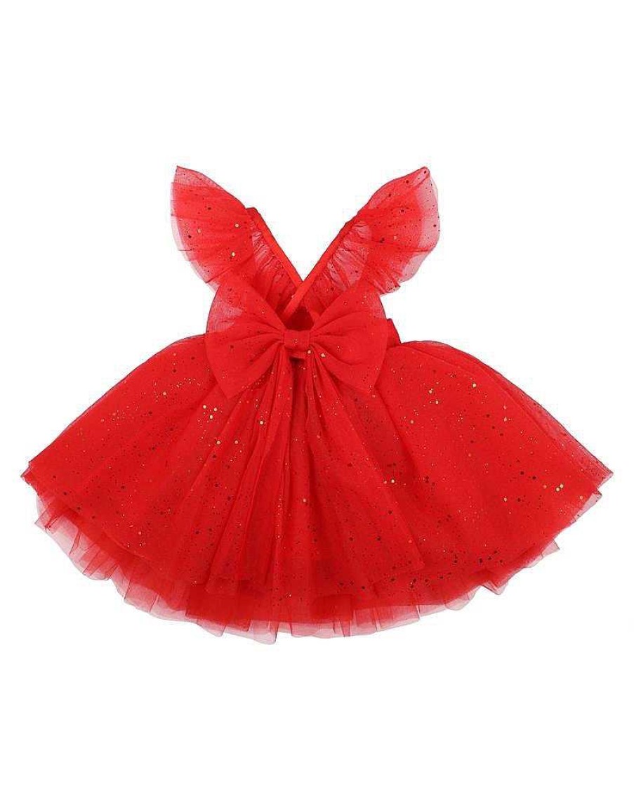 BEBE Party Red Glitter Tulle Dress