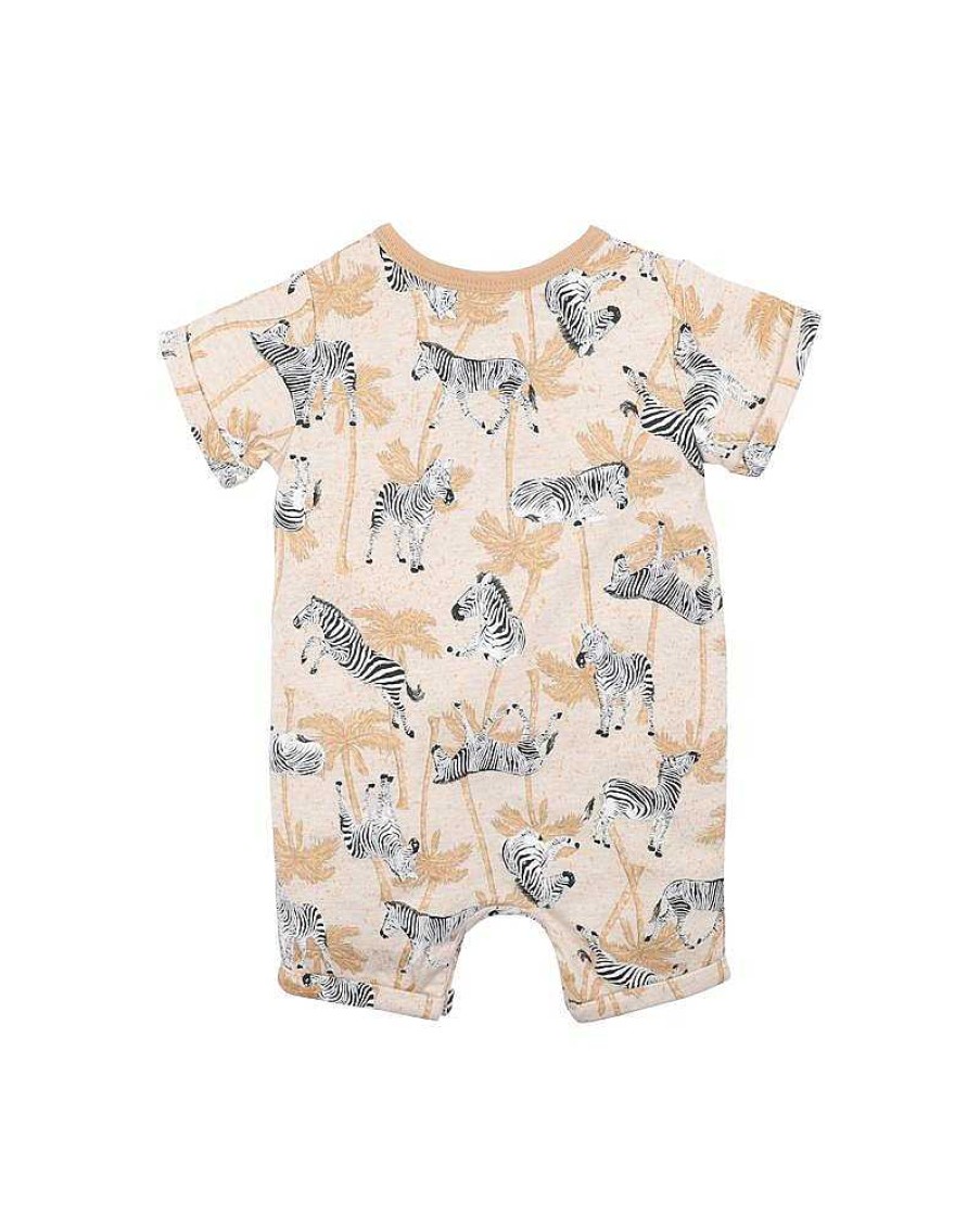 FOX & FINCH Zebra Print Ss Romper