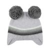 BEBE White Marl Stripe Pompom Beanie