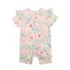 FOX & FINCH Budgie Pink Floral Ss Zip Romper