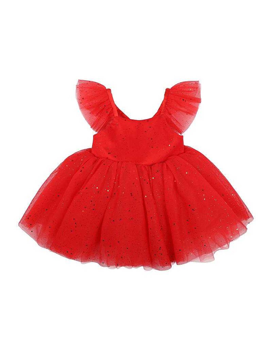 BEBE Party Red Glitter Tulle Dress