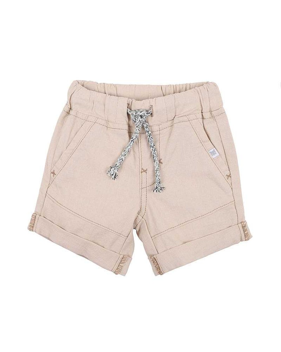 FOX & FINCH Almond Canvas Woven Shorts