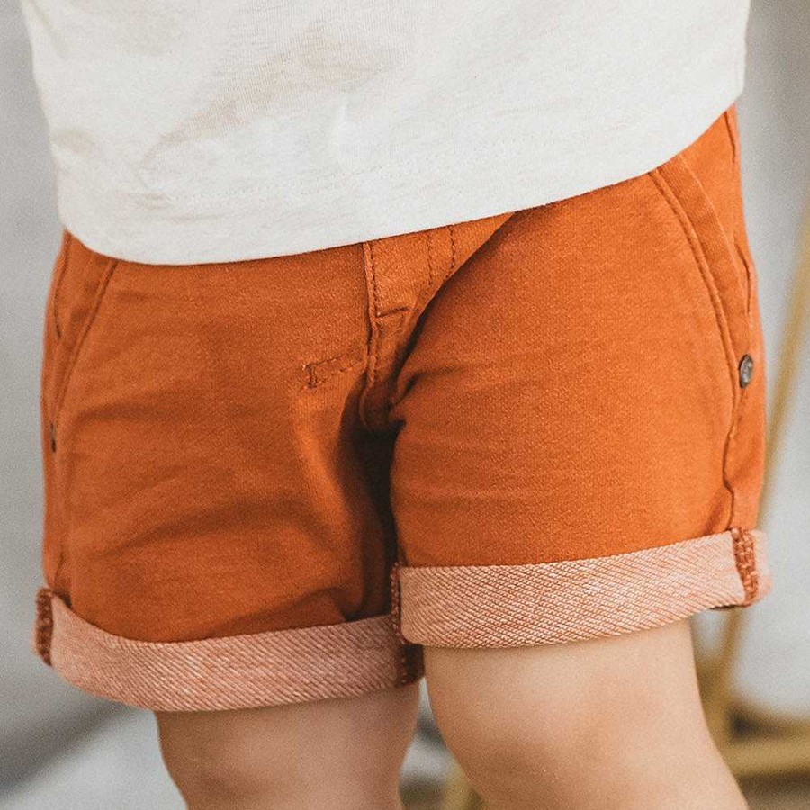 FOX & FINCH Rust Knit Denim Shorts