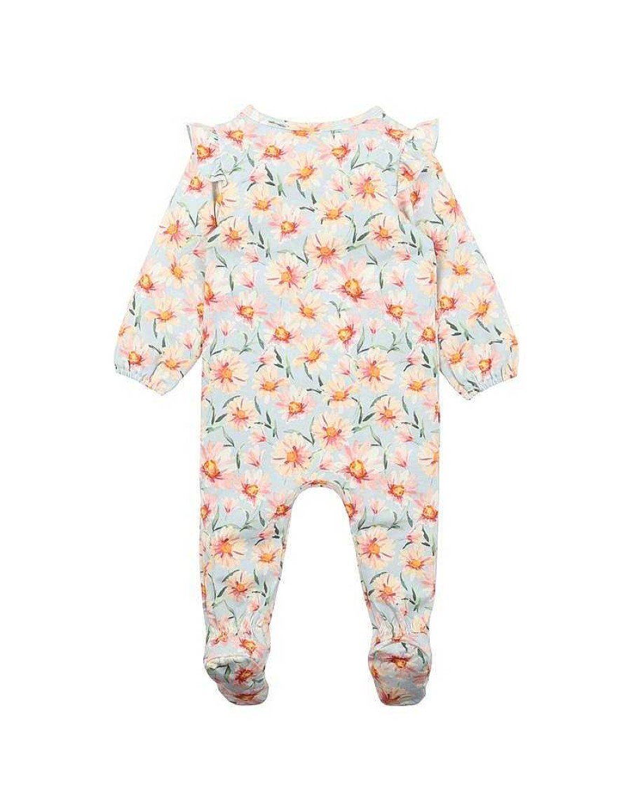 FOX & FINCH Daisy Print Ls Zip Onesie