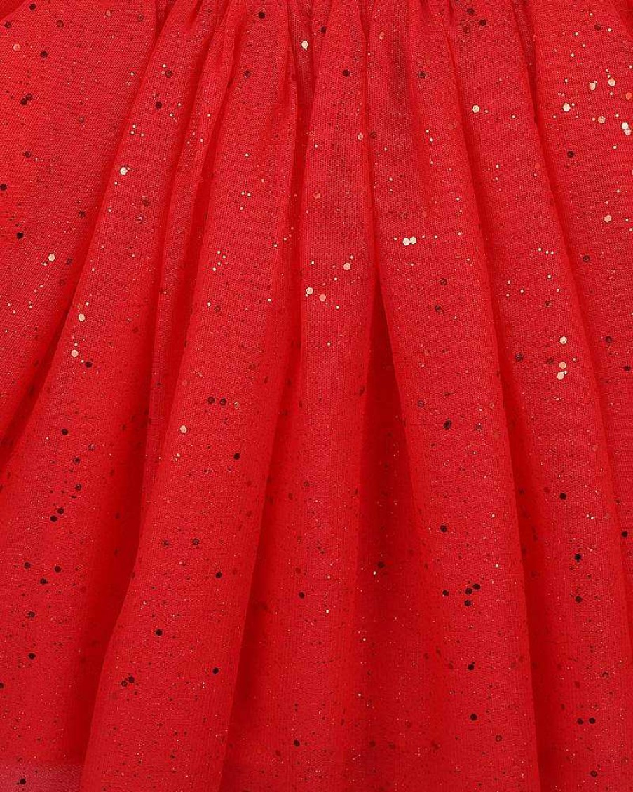 BEBE Party Red Glitter Tulle Dress 3-7Yrs