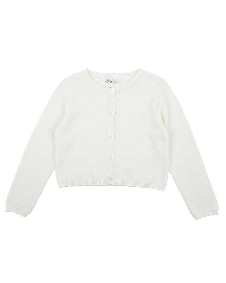 BEBE White Scalloped Edge Cardigan 3-7Yrs