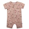 FOX & FINCH Armadillo Print Ss Zip Romper