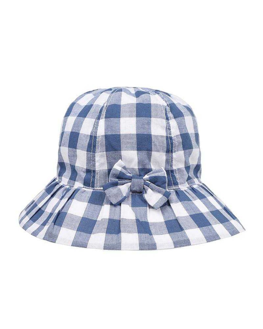 BEBE Hallie Blue Check Sun Hat