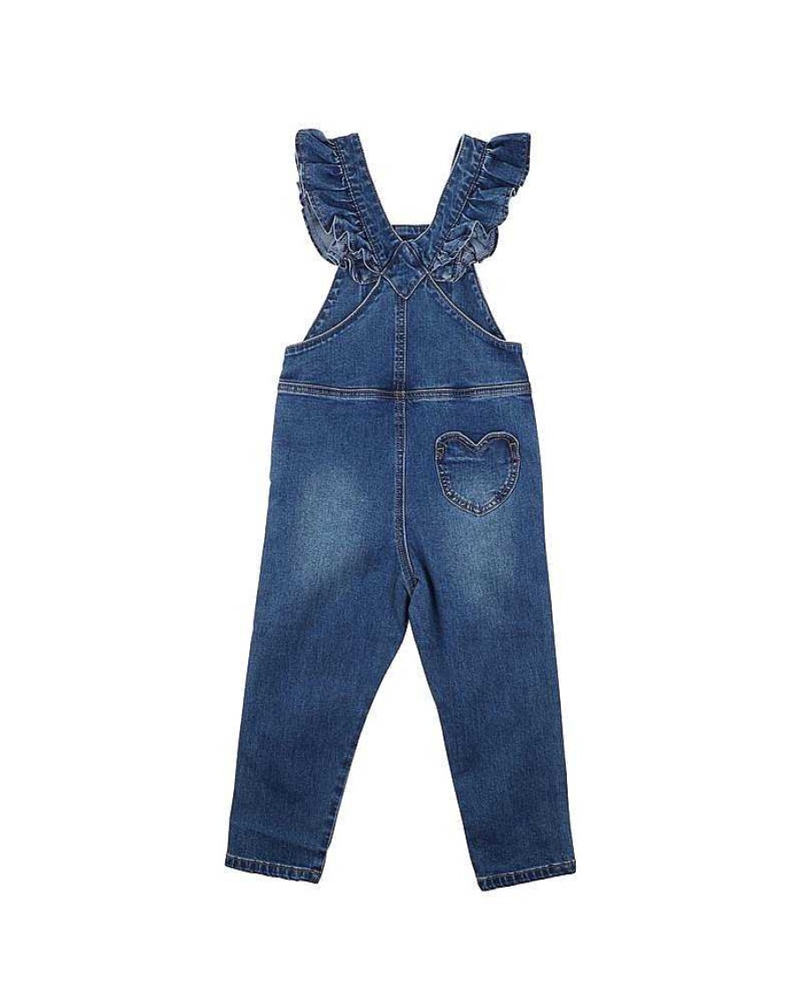 FOX & FINCH Girls Denim Heart Overalls 3-7 Yrs