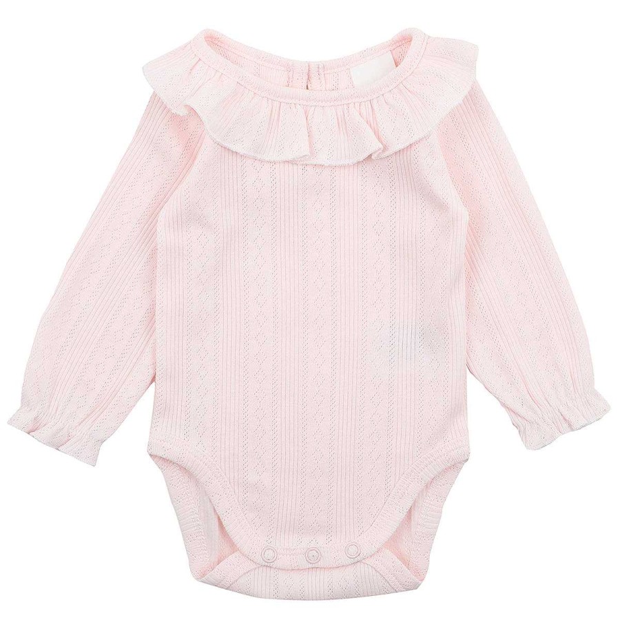 WHITE LABEL Pink Pointelle Ls Bodysuit