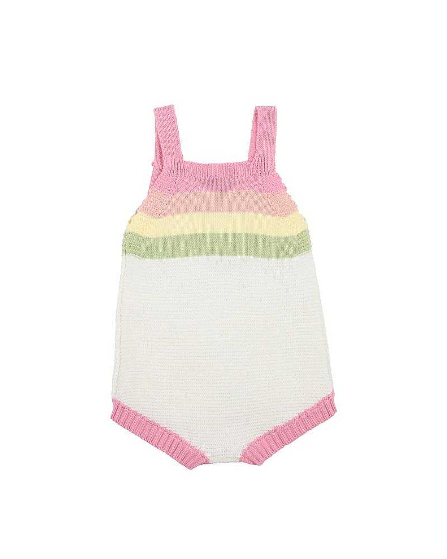 FOX & FINCH Retro Rainbow Stripe Knit Romper