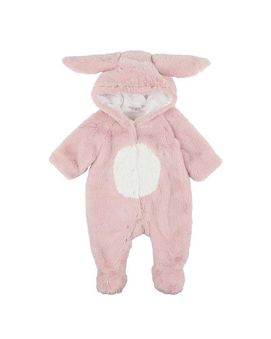 FOX & FINCH Pink Faux Fur Bunny Onesie