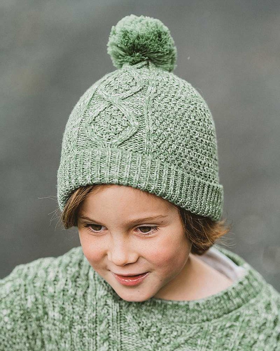 BEBE Green Cable Beanie