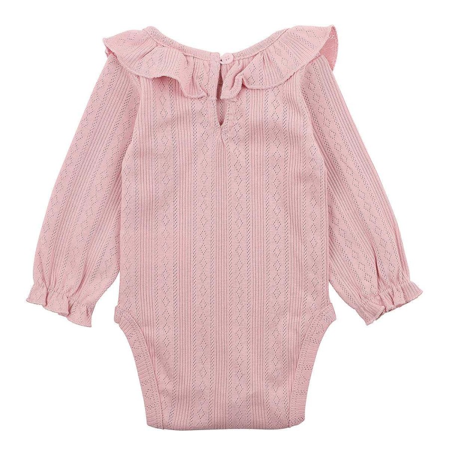 WHITE LABEL Dusky Pink Pointelle Ls Bodysuit