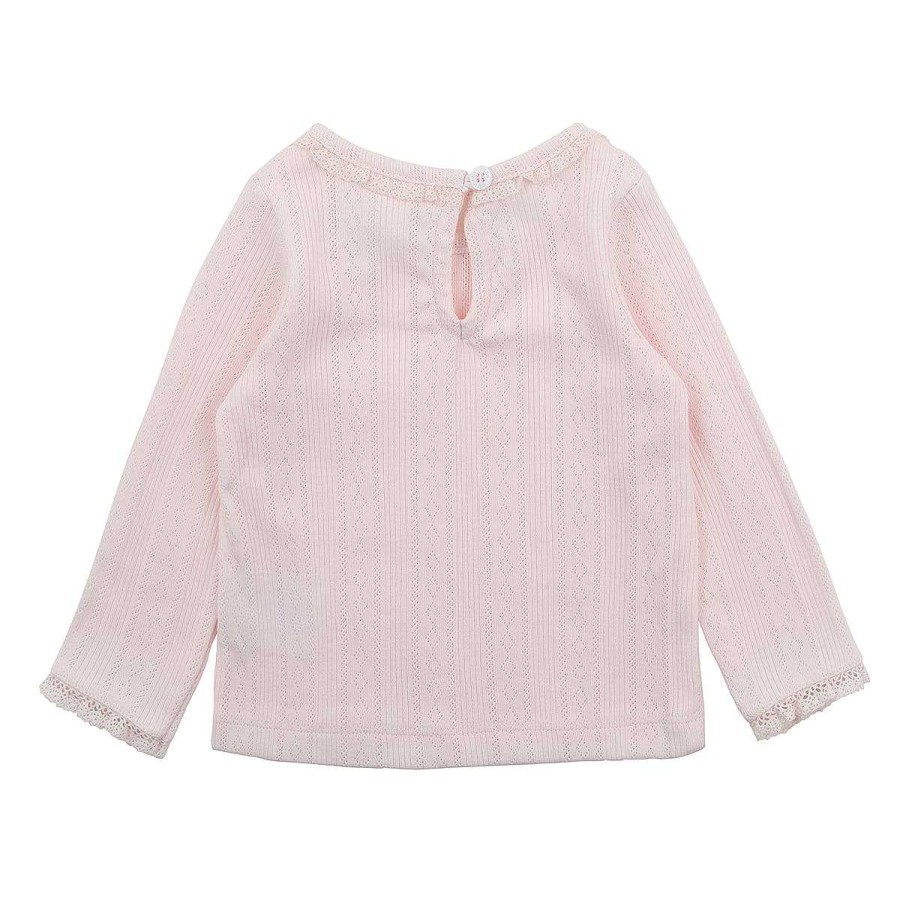 WHITE LABEL Pink Pointelle Ls Tee