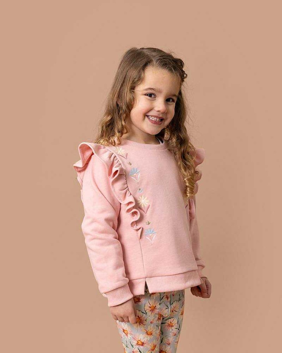 FOX & FINCH Midnight Daisy Frill Sweat Top 3-7 Yrs