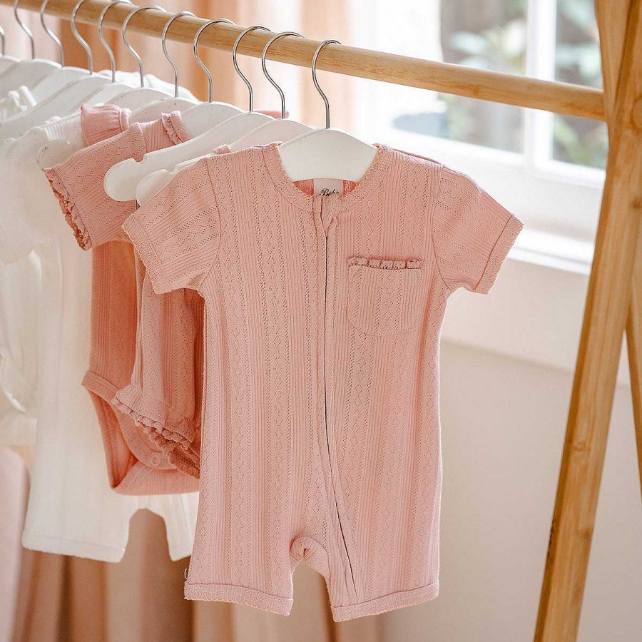 WHITE LABEL Dusky Pink Pointelle Ss Romper