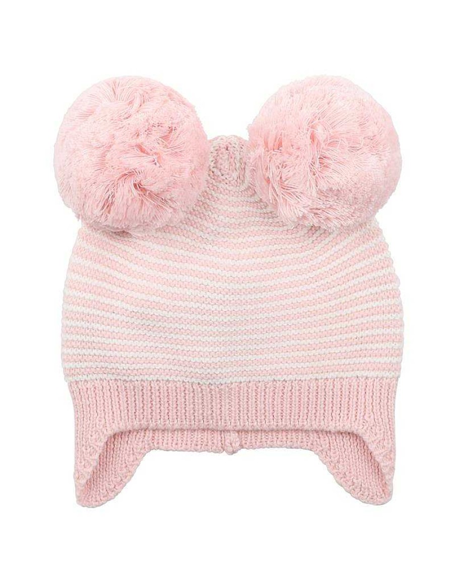 BEBE Ciara Stripe Pom Pom Knitted Beanie