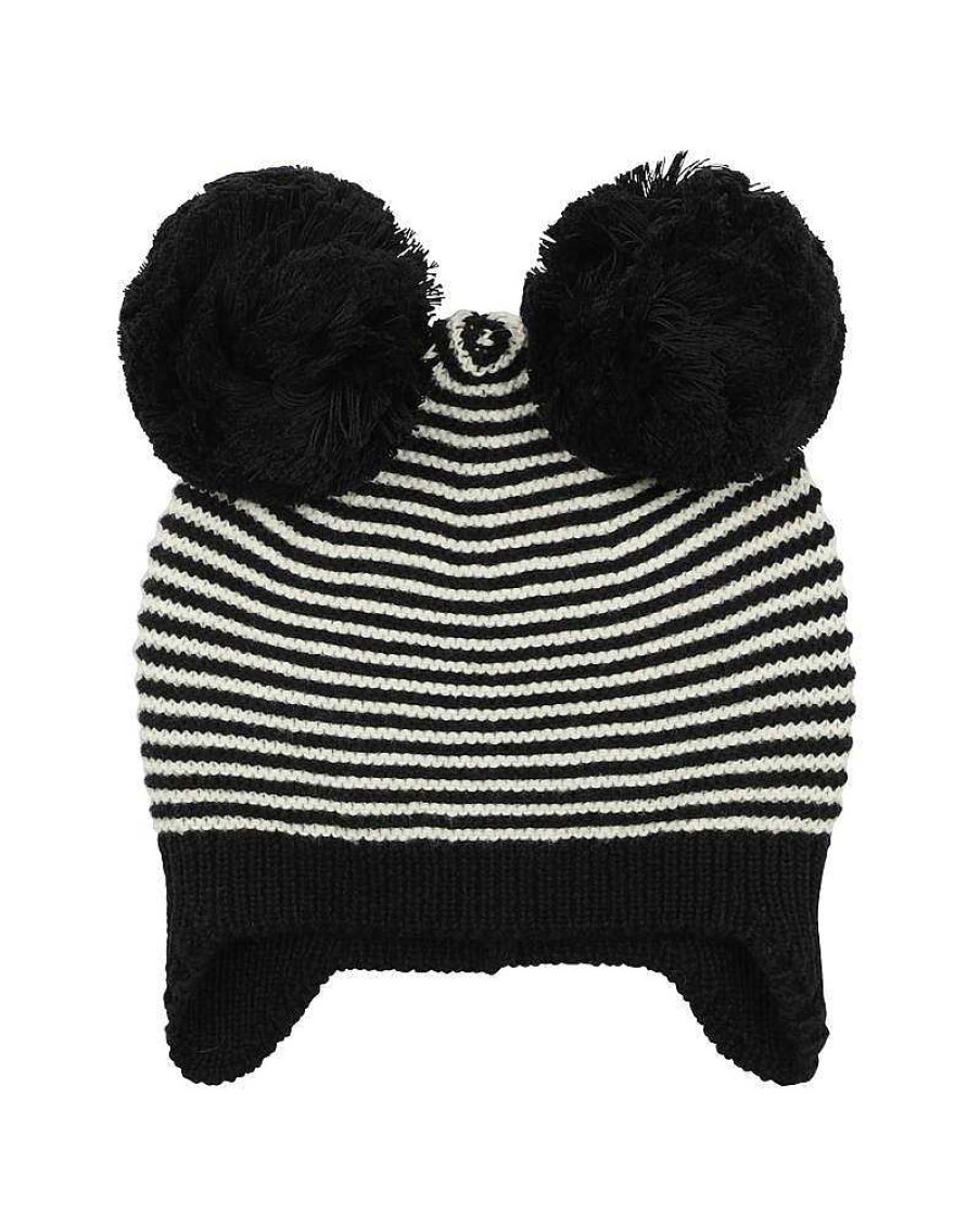 BEBE Angus Stripe Pom Pom Knitted Beanie