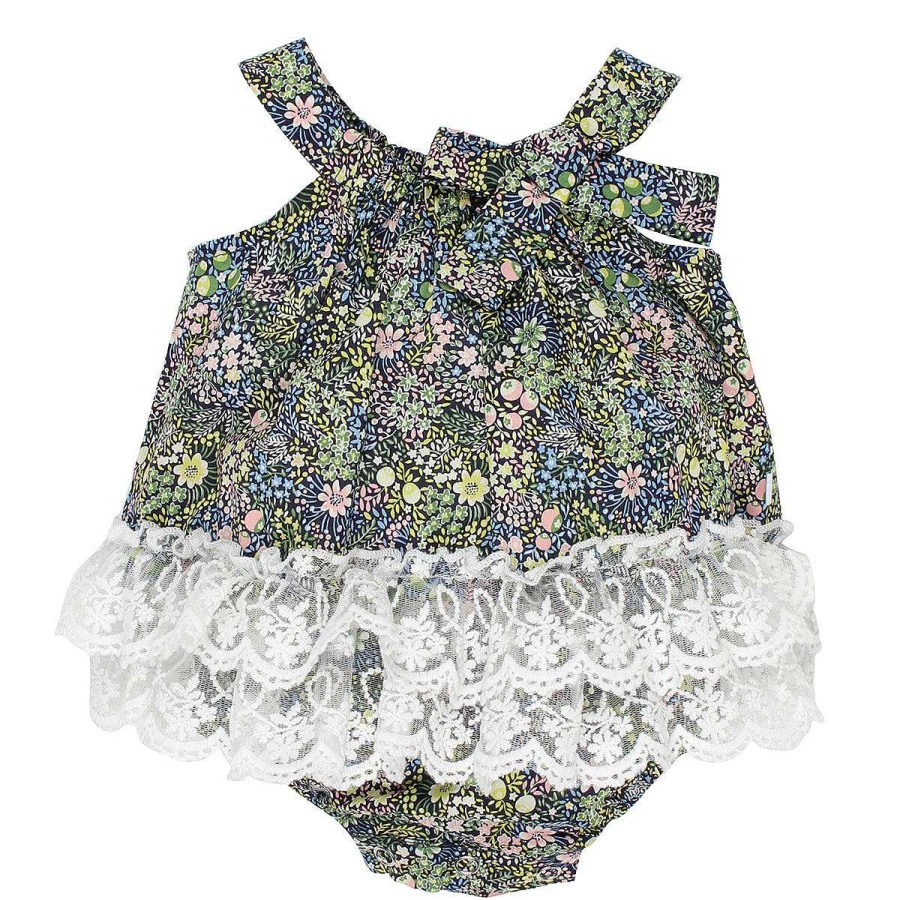 BÉBÉ Liberty Woven Romper W Bow