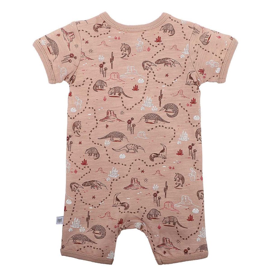 FOX & FINCH Armadillo Print Ss Zip Romper