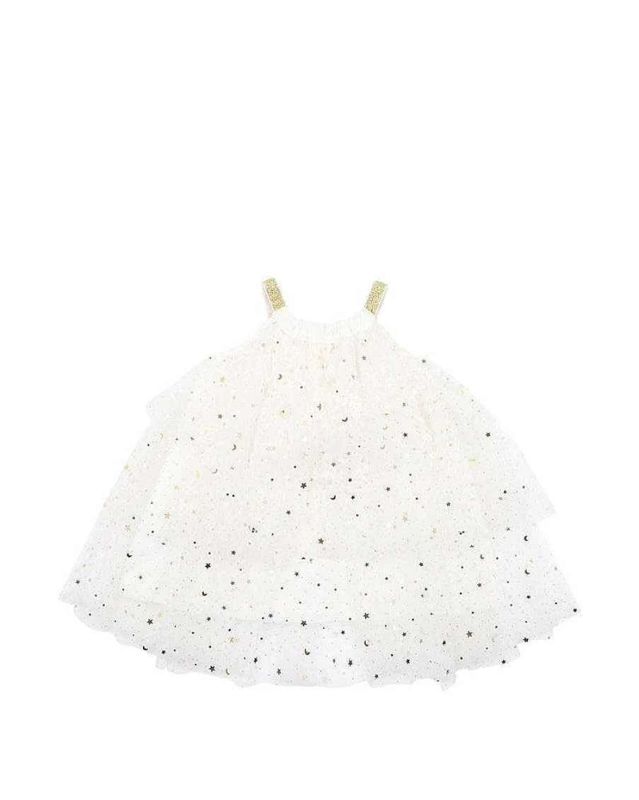 MINIHAHA Sparkly Tiered Dress With Headband