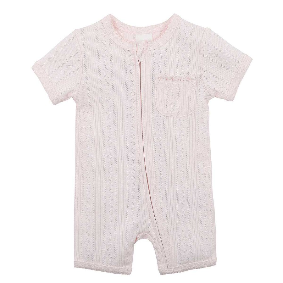 WHITE LABEL Pink Pointelle Ss Romper