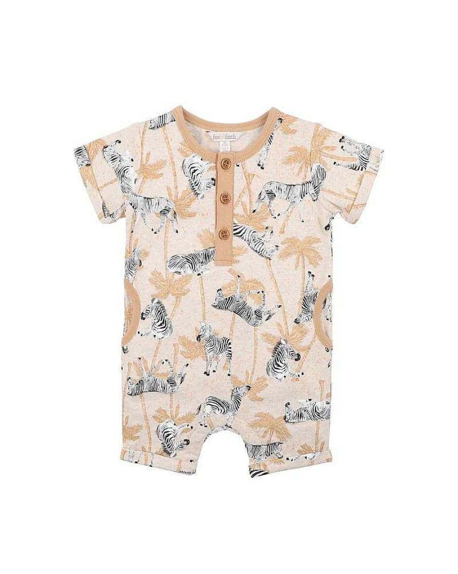 FOX & FINCH Zebra Print Ss Romper