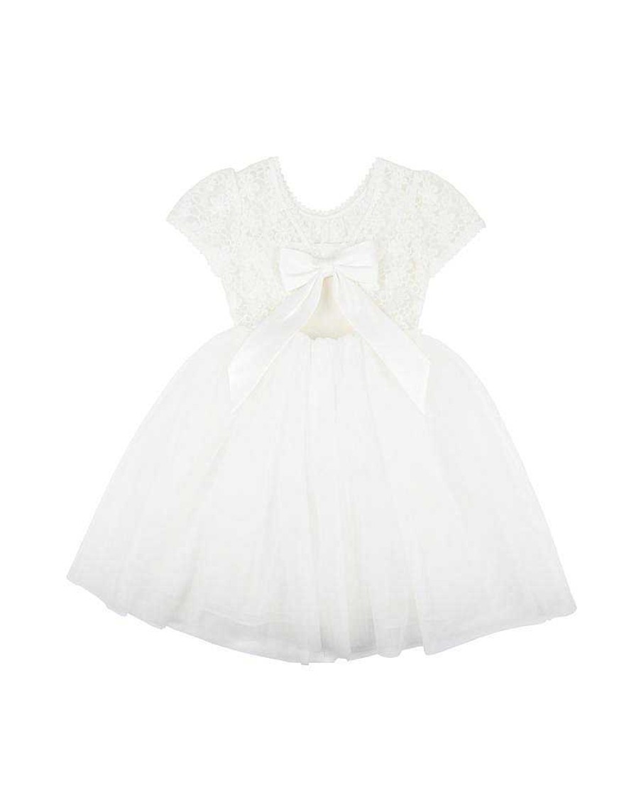 BEBE Lace Bodice W Back Bow Dress 3-7Yrs