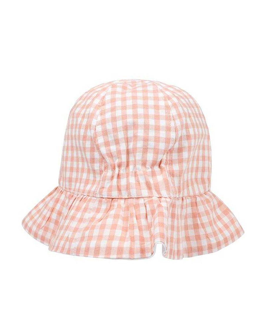 BEBE Hallie Pumpkin Check Sun Hat