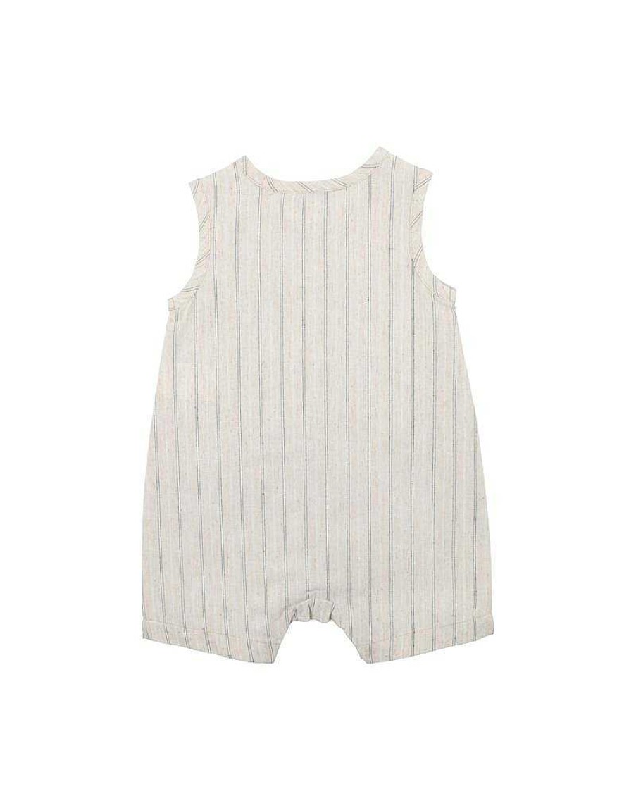 BEBE Milo Linen Stripe Romper