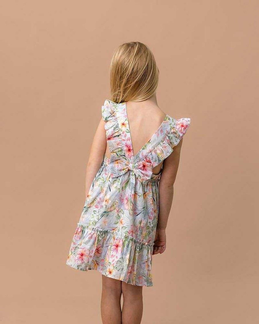 FOX & FINCH Budgie Blue Floral Dress 3-7Yrs