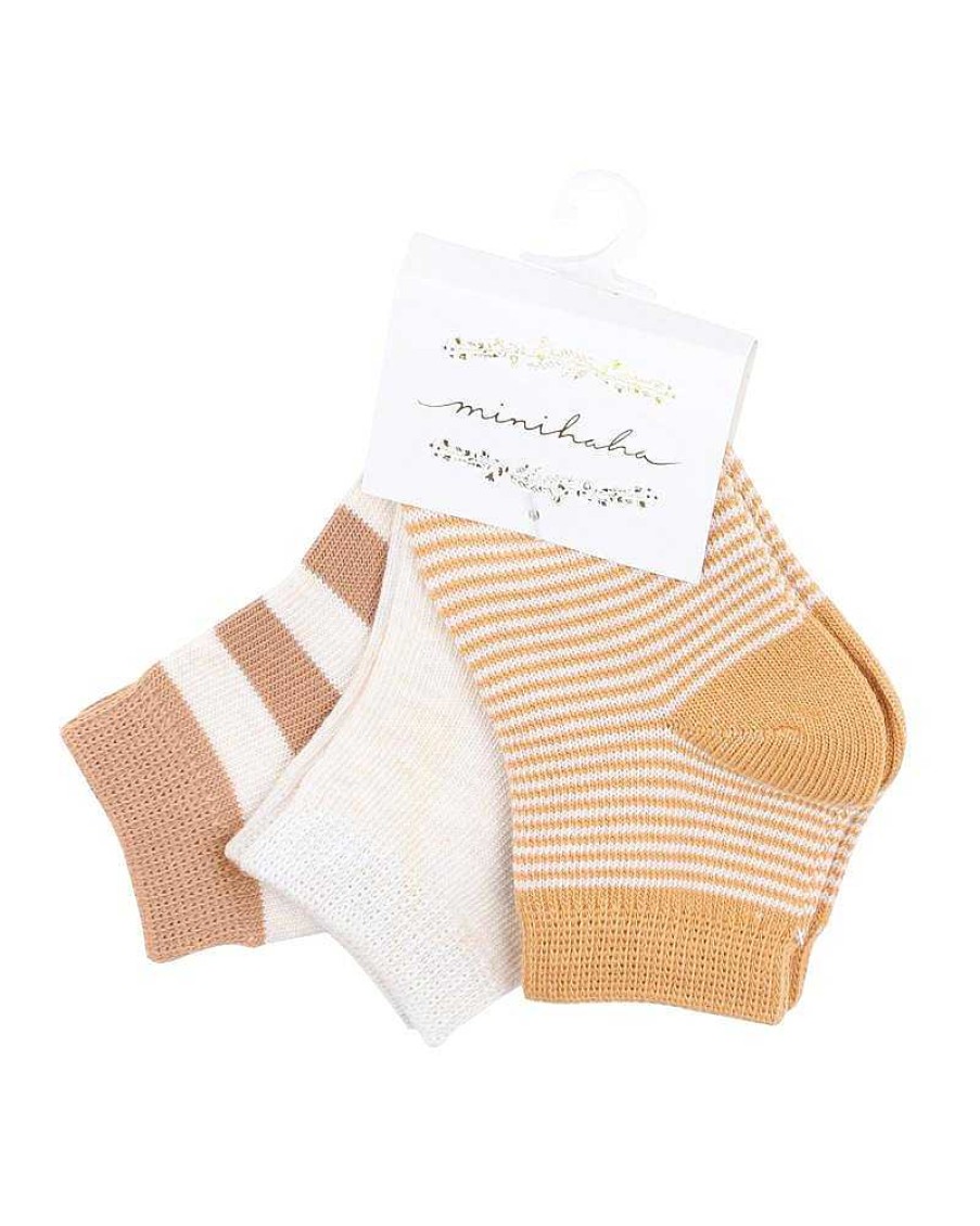 MINIHAHA 3 Pk Socks - Mixed Neutrals