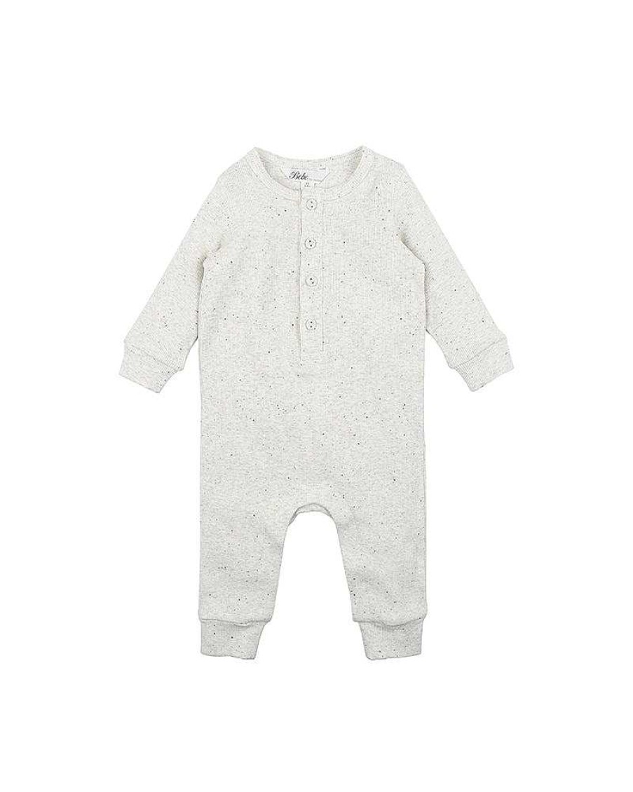 BEBE Blue Speckle Rib Romper