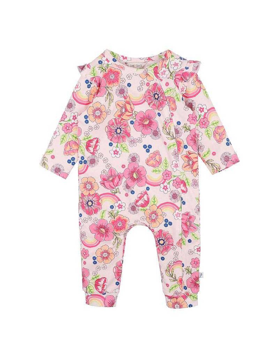 FOX & FINCH Retro Rainbow Ls Zip Romper