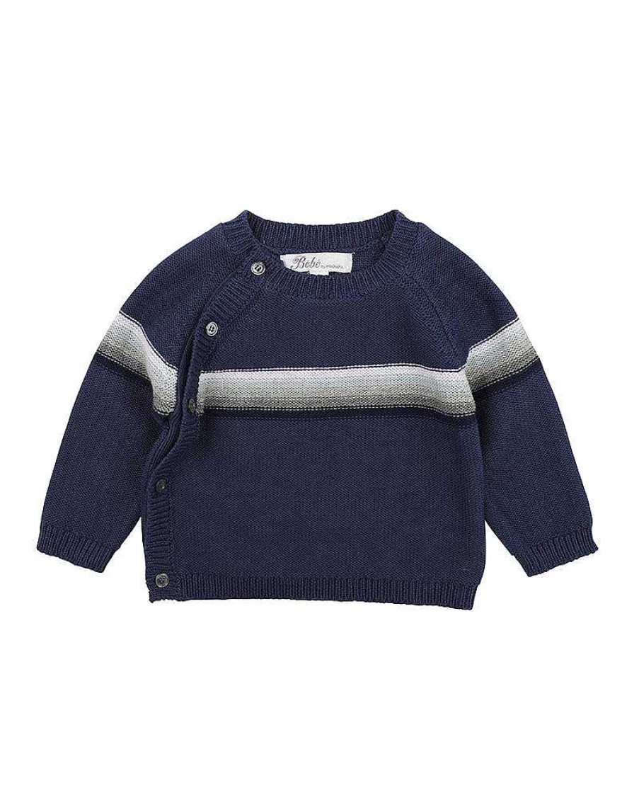 BEBE Indigo Stripe Wrap Jumper