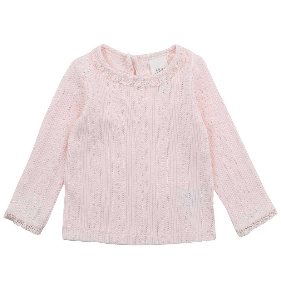 WHITE LABEL Pink Pointelle Ls Tee