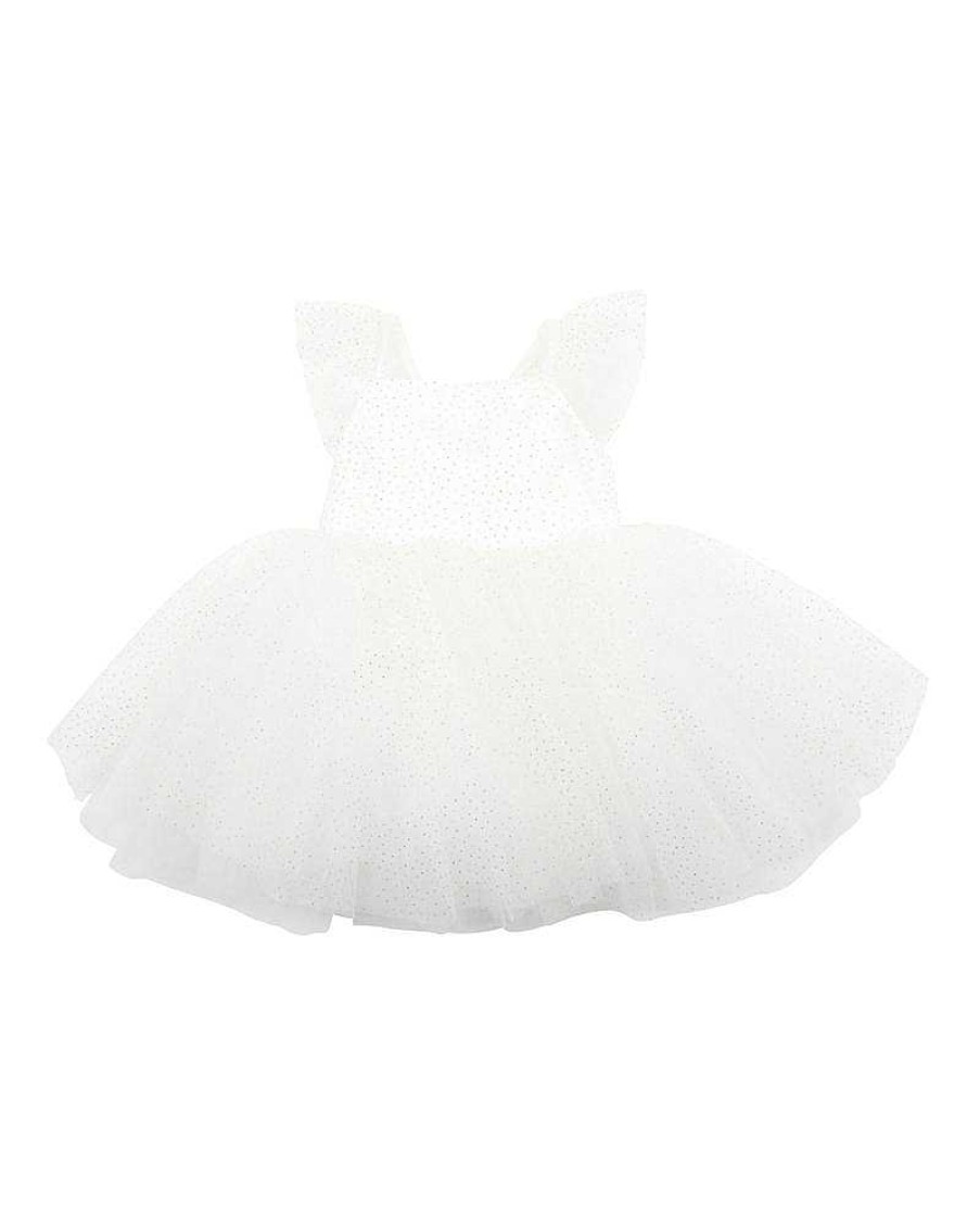 BEBE Party White Glitter Tulle Dress