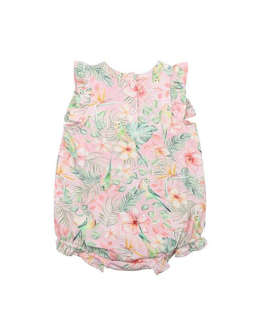 FOX & FINCH Budgie Pink Floral Frill Bodysuit