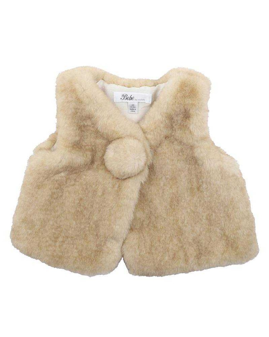 BEBE Pom Pom Faux Fur Vest