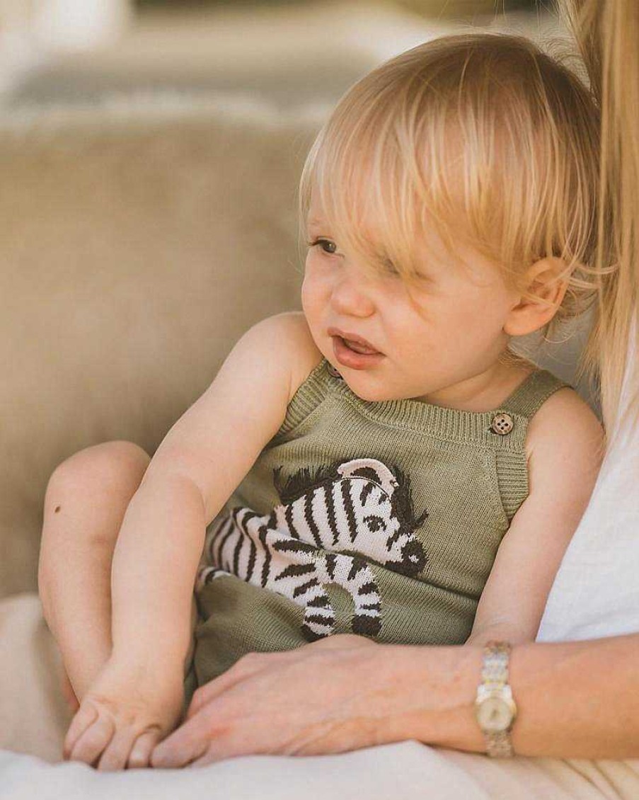 FOX & FINCH Zebra Knit Romper