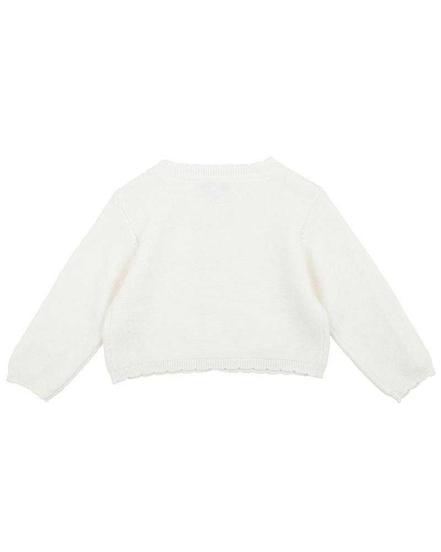 BEBE White Scalloped Edge Cardigan