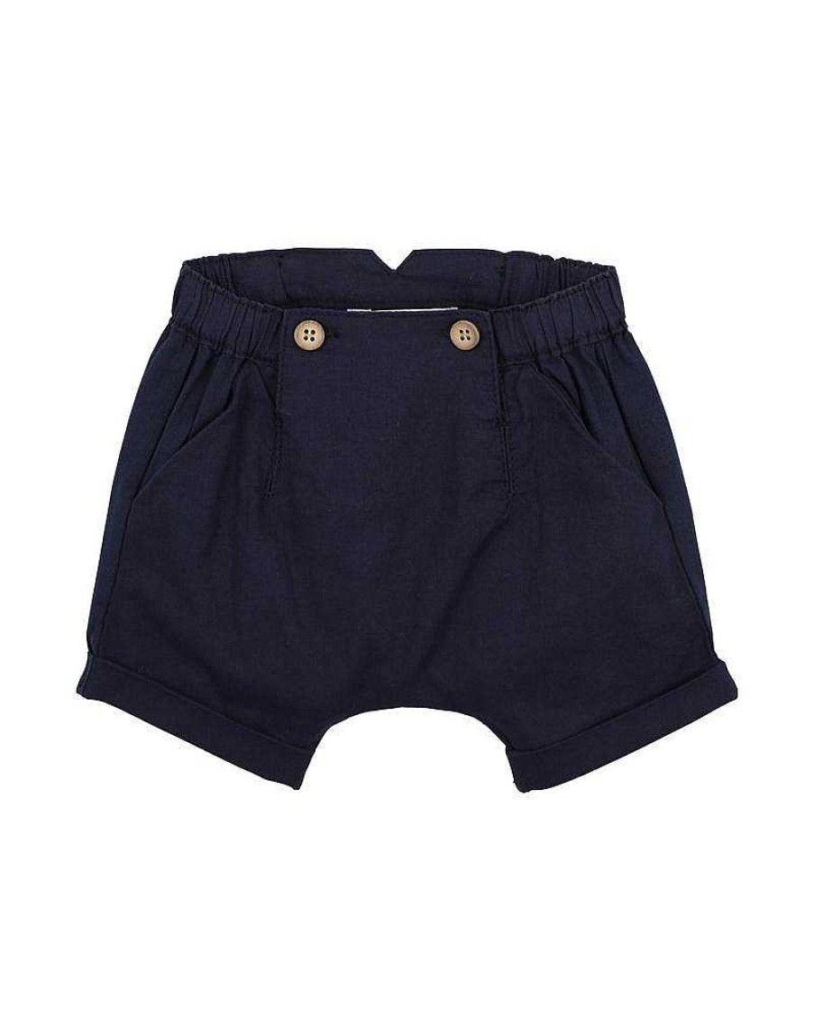 BEBE Navy Linen Blend Shorts