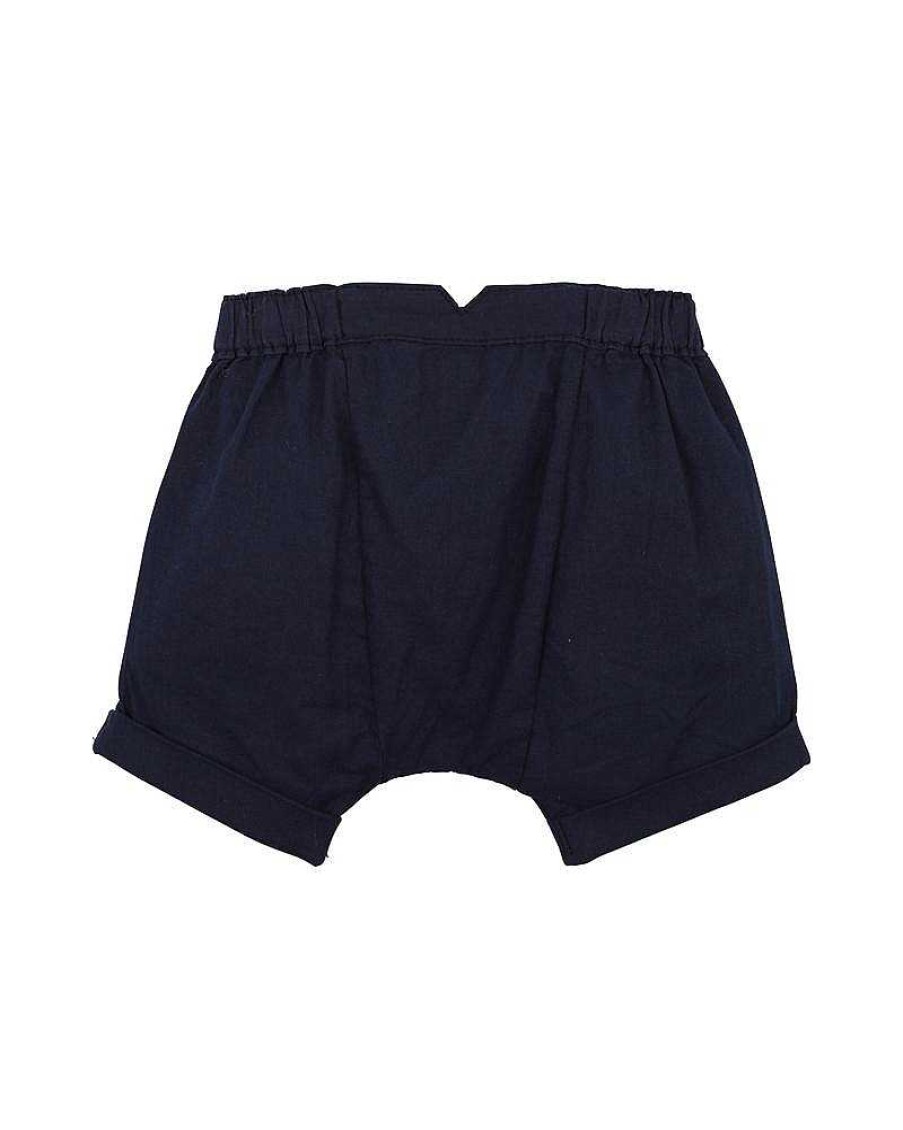 BEBE Navy Linen Blend Shorts