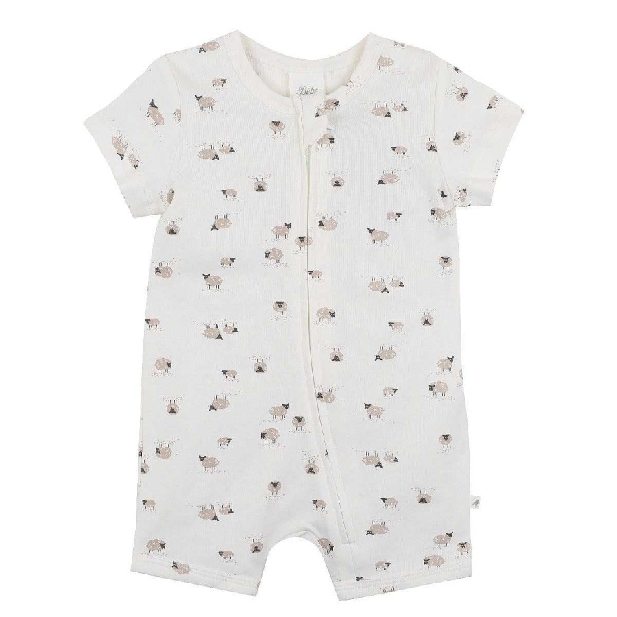 WHITE LABEL Sheep Short Sleeve Organic Romper