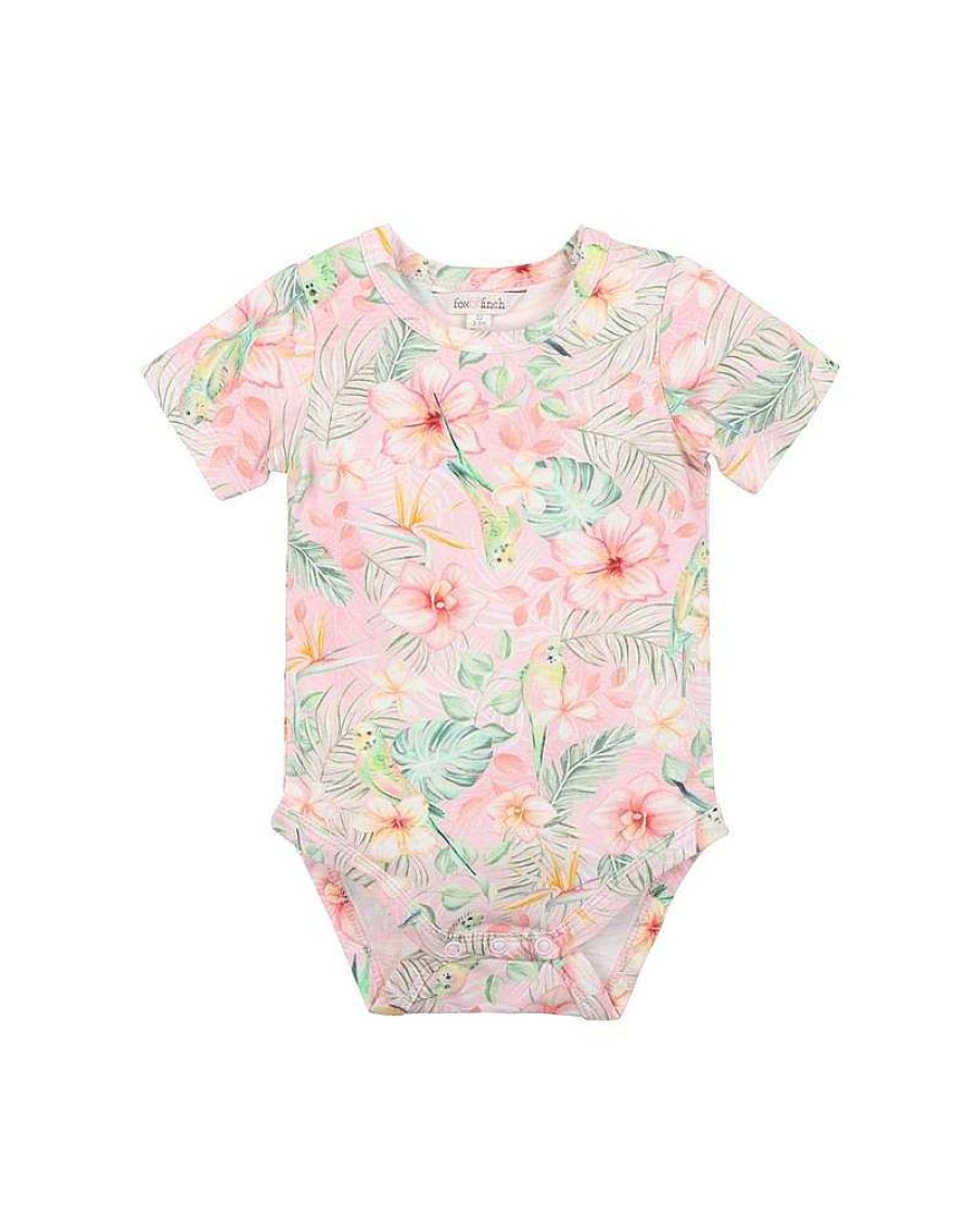 FOX & FINCH Budgie Pink Floral Bodysuit