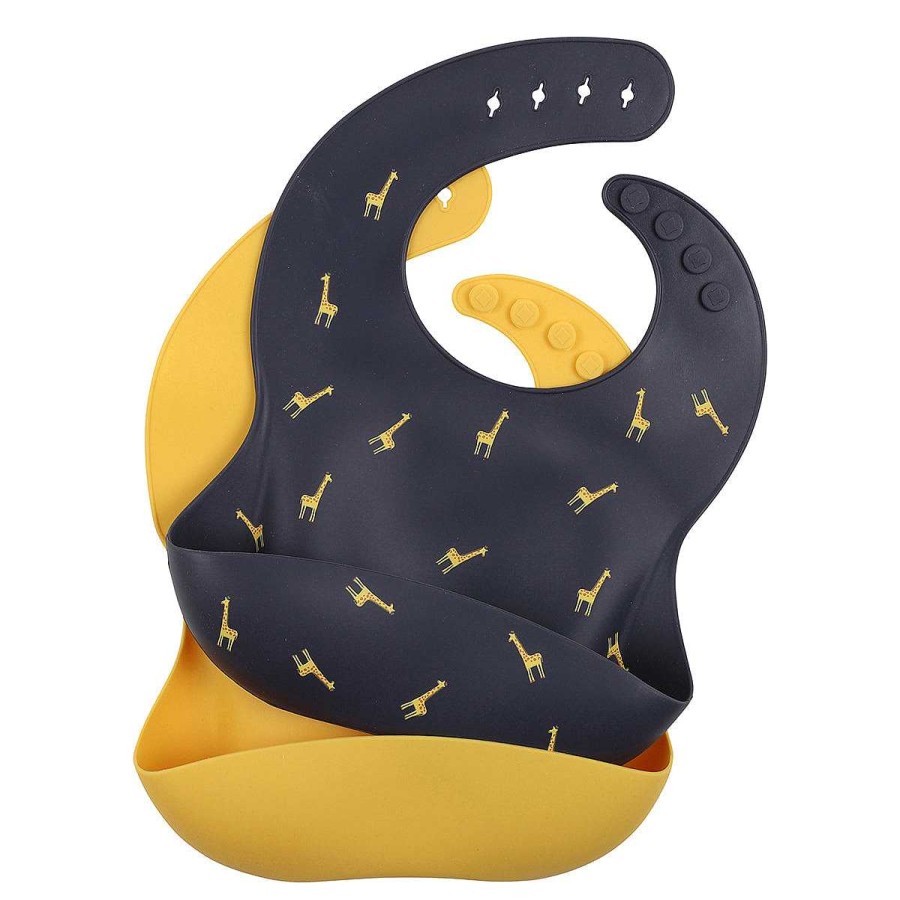 MINIHAHA ACCESSORIES Giraffe Print 2 Pack Silicone Bibs